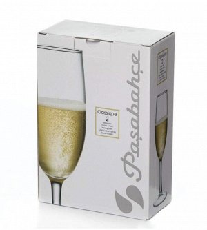 Набор бокалов для шампанского, 2 шт, 250 мл, стекло, КЛАССИК, 1/8