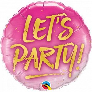 Фольга шар Let s PARTY на розовом П 18"/48 см Qualatex