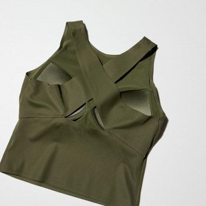 Топ спортивный с чашками, оливковый