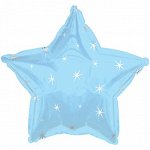 Фольга шар Звезда искры 18&quot;/46 см цвет голубой