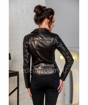 Чёрная женская куртка из натуральной кожиАртикул: N-1800-60