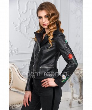 Женская кожаная куртка с вышивкой по низкой ценеАртикул: AL-789-CH