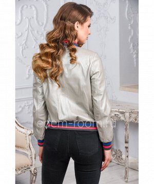 Женская куртка из натуральной кожи - бомбер белого цветаАртикул: AL-1773-S