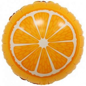 Фольга шар круг Апельсин оранжевый 18"/46 см