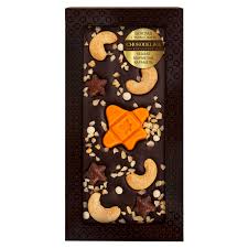 Шоколад темный с украшением "КЕШЬЮ, мармелад, карамель" в блистере, 100 г