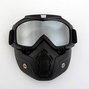 Очки-маска для езды на мототехнике Torso, разборные, стекло хром, черные