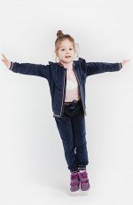 Комплект трикотажный для девочек: толстовка, брюки темно-синий