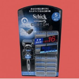 Бритвенный станок и 16 лезвий Schick Hydro 5 Custom из Японии