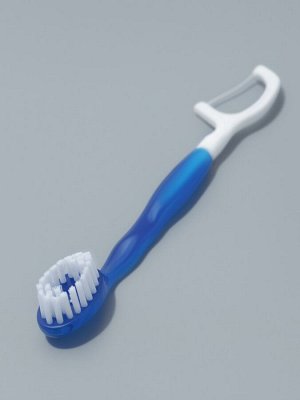 Зубная щётка, с зубной нитью, 10.5 см, набор - 2 шт., синяя