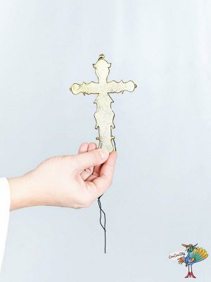 карнавальный Крест священника с декором, золото 16х10 см