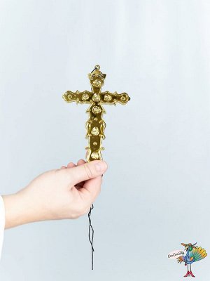 карнавальный Крест священника с декором, золото 16х10 см