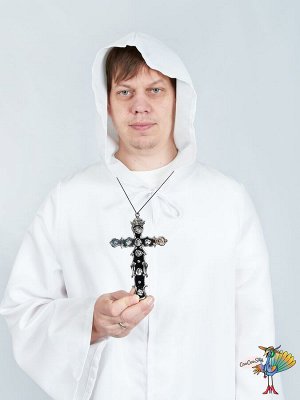 карнавальный Крест священника с декором, серебро 16х10 см