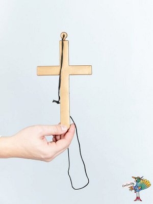 карнавальный Крест католического священника гладкий, бронза, 13х23 см