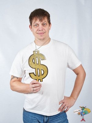 цепь с кулоном Доллар гигант, золото, пластик 24х13 см