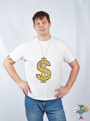 цепь с кулоном Доллар гигант, золото, пластик 24х13 см