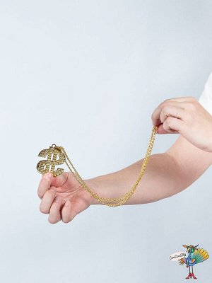 цепь с кулоном в форме Доллара $ стразы,золото, металл