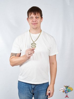 цепь с кулоном в форме Доллара $ стразы,золото, металл
