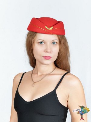 шляпка Стюардесса красная, фетр, объем головы 56-58см