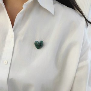 Брошь из керамики Сердце, цвет зелёный в крапинку