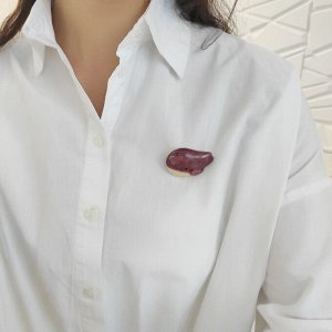 Брошь из керамики Кит, цвет малиновый