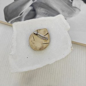 Брошь из керамики Лист, цвет синий с желтым