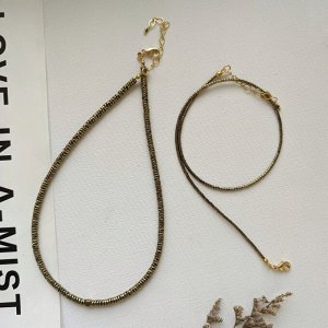Сет из 2х чокеров гематит цвета бронзы