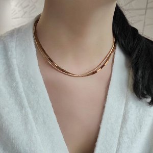 Сет из 2х чокеров золотые, светлые шоколадные оттенки