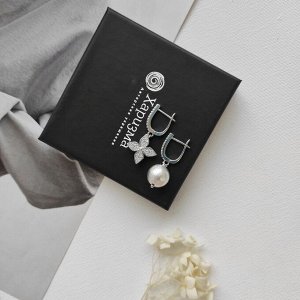 Серьги из серого хлопкового жемчуга