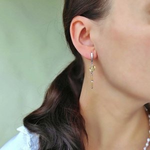 Серьги с лимонным цитрином и жемчугом рис
