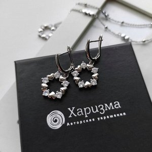 Серьги с прозрачными цирконами симметричная пара