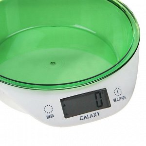 Весы кухонные Galaxy GL 2804, электронные, до 5 кг, LCD-дисплей, бело-зелёные