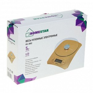 Весы кухонные HOMESTAR HS-3002, электронные, до 5 кг, коричневые