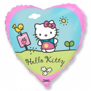 Фольга шар Сердце Hello Kitty 18"/45 см 1шт Испания