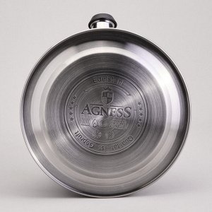 Чайник AGNESS Premium Steel 3,2л с термоаккумулирующим дном, мерной шкалой и свистком, 1 шт.