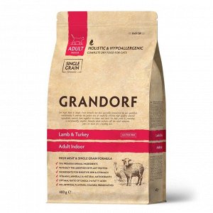 Grandorf для кошек Indoor для домашних Ягненок Индейка 400гр