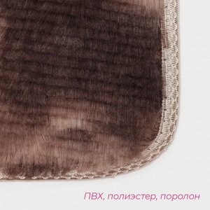 Коврики для ванной и туалета Доляна «Пушистик», 2 шт., 38x40, 40x60 см, коричневые