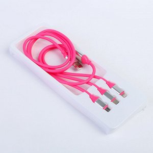 Кабель 3 в 1 LuazON, microUSB/Type-C/Lightning - USB, 1 А, 1.2 м, для зарядки, МИКС