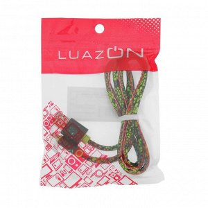 Кабель LuazON, Lightning - USB, 2.4 A, 1 м, оплётка экокожа, МИКС