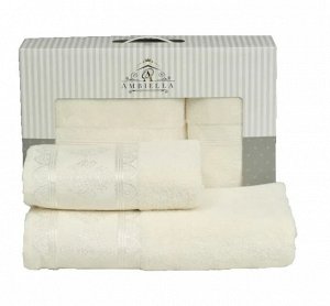 Набор полотенец "DAMASK" 2шт, 50х90см,70х140см, цв.кремовый