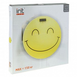 Весы напольные Irit IR-7251, электронные, до 150 кг, 1хCR2032, стекло, рисунок "смайлик"