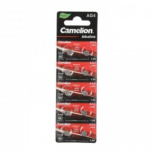 Батарейка алкалиновая Camelion Mercury Free, AG4 (377, LR626)-10BL, 1.5 В, блистер, 10 шт.