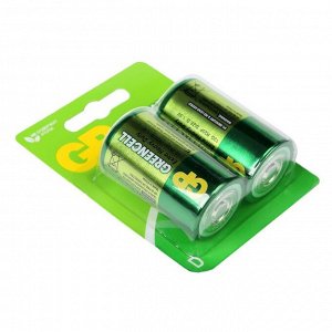 Батарейка солевая GP Greencell Extra Heavy Duty, D, R20-2BL, 1.5В, блистер, 2 шт.