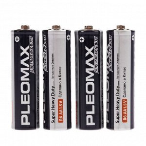 Батарейка солевая Pleomax Super Heavy Duty, AA, R6-4BL, 1.5В, блистер, 4 шт.