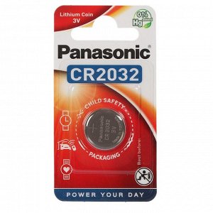 Батарейка литиевая Panasonic Lithium Power, CR2032-1BL, 3В, блистер, 1 шт