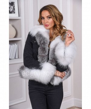 Джинсовая куртка с мехом арктической лисыАртикул: DIP-119-BL