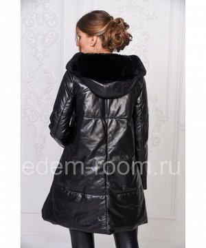 Молодёжный кожаный пуховик Артикул: M-17086-2-85-CH-KR