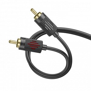 Переходник Аудио-кабель HOCO UPA29 2RCA to 2 RCA, 1.5 м, черный, AUX - колокольчики