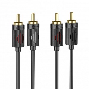 Переходник Аудио-кабель HOCO UPA29 2RCA to 2 RCA, 1.5 м, черный, AUX - колокольчики