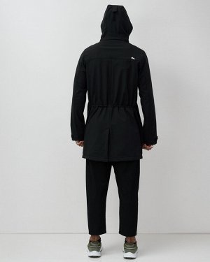 Парка спортивная мужская с капюшоном softshell черного цвета 9565Ch