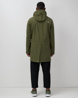 Парка спортивная мужская с капюшоном softshell цвета хаки 9565Kh